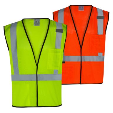 Everyday ANSI Class 2 with Black Trim Velcro Safety Vest Lime or Orange